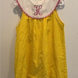 Yellow Polka Dot Dress with Monogram Collar